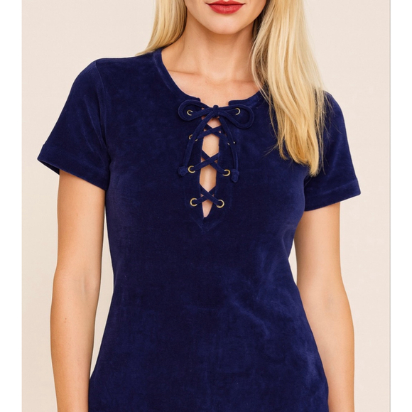 Bobbie Brooks Tops - Vintage Bobbie Brooks Navy Short Sleeve Lace-Up Tee Presumed Size S